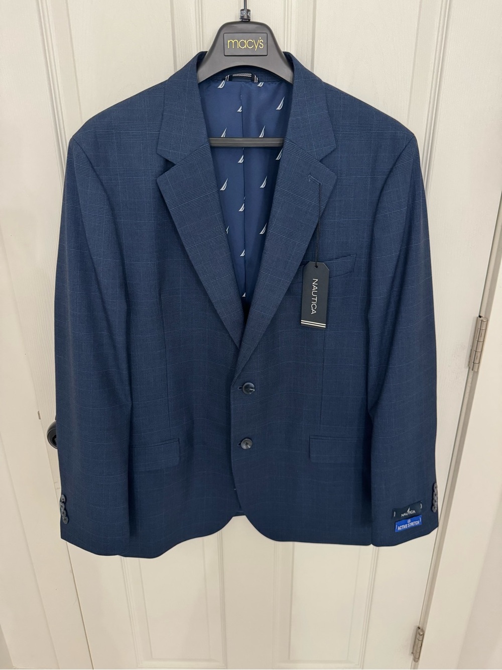 Nautica Men's Dark Blue Windowpane Sport Coat
